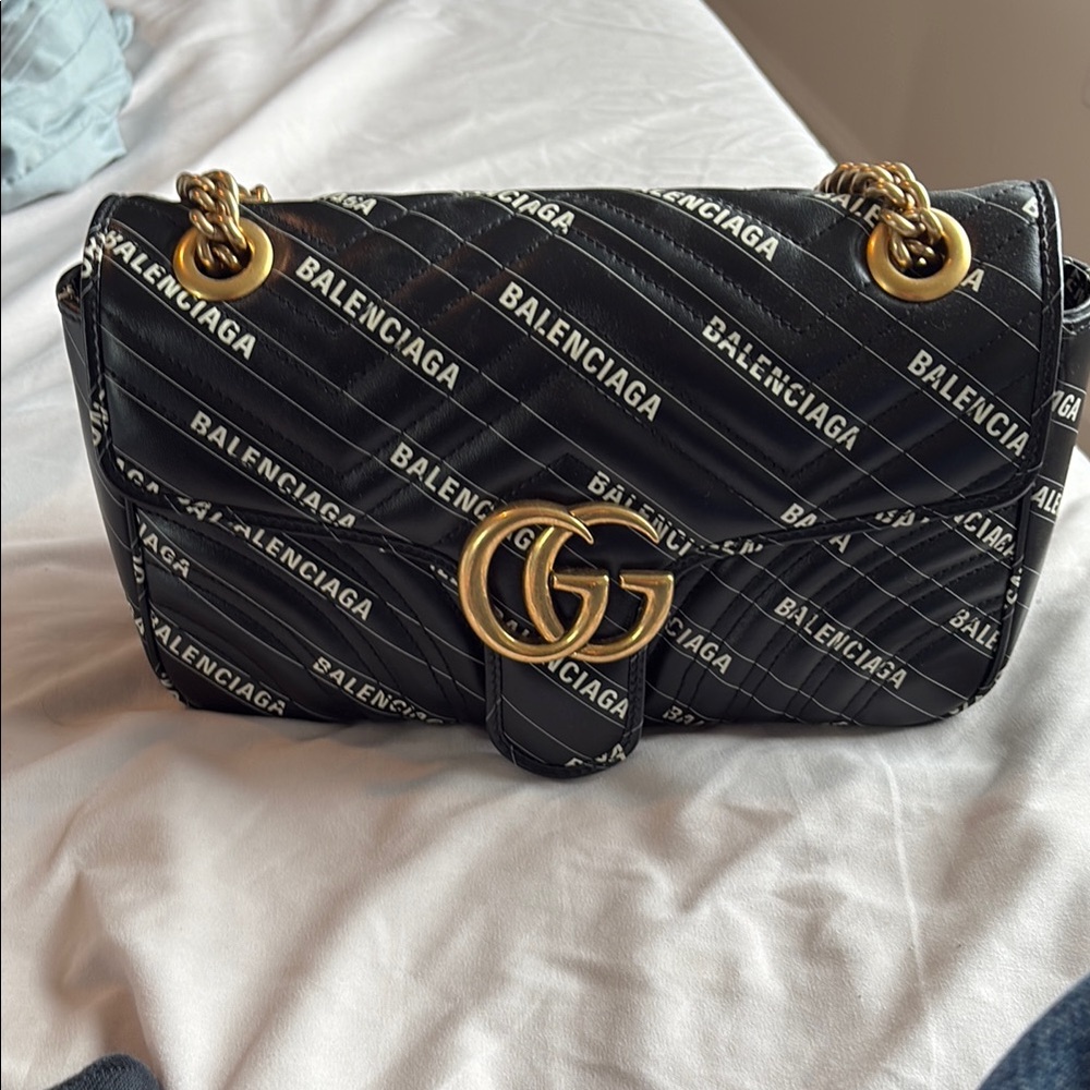 Gucci Balenciaga Black Quilted Shoulder Bag